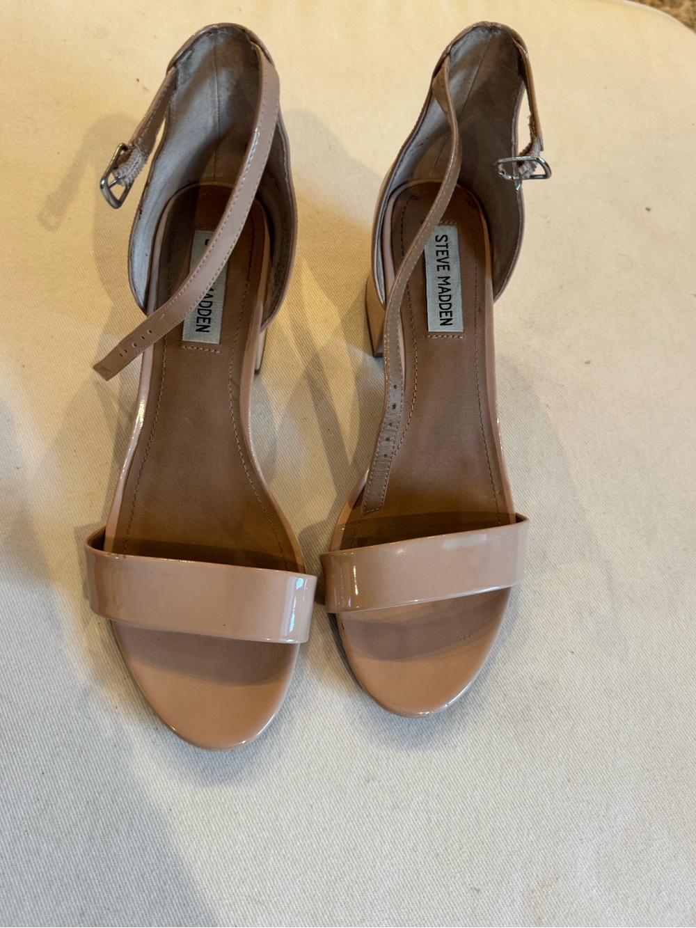 Steve Madden Irenee Women's Nude Patent Ankle heel sandals 8.5